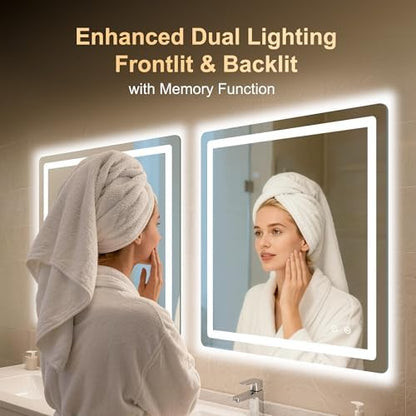 LED Bathroom Mirror, 30"x30" Bathroom Vanity Mirror with Lights
