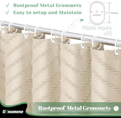 Dynamene Stall Boho Farmhouse Shower Curtain Tufted Chevron 54"x78" Beige
