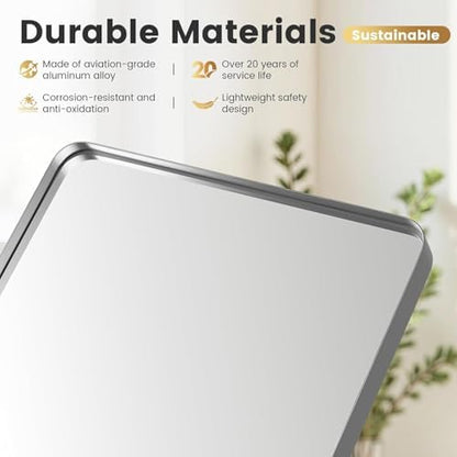 36" x 36"Brushed Nickel Bathroom Mirrors for Over Sink,Aluminum Frame