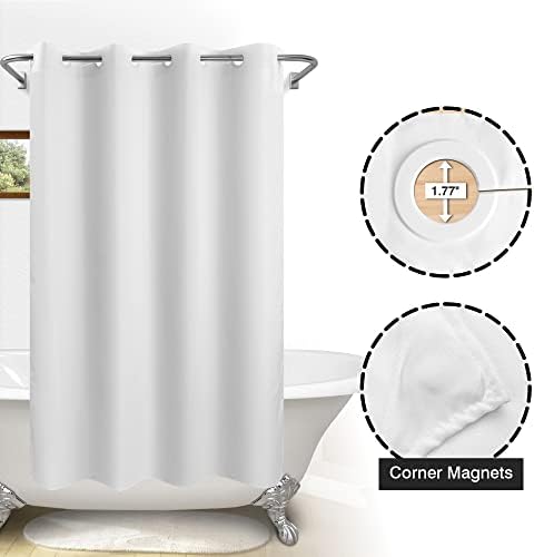 River Dream No Hook Stall Shower Curtain or Liner Microfiber White, 54x80