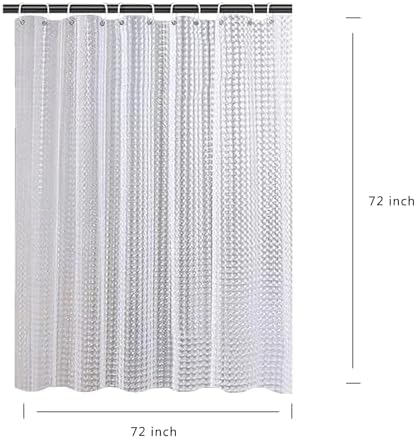 Clear Shower Curtain Liner, 100% Waterproof EVA 3D Shower Curtains with 3 Duty Heavy Bottom Magnets and 12 Rust Proof Grommets, 72x72 Weighted Shower Liner for Shower Stall, Bathtubs