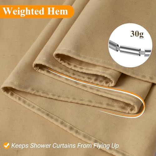 Naturoom Linen Shower Curtain 42x72 Inch for Bathroom Gold Yellow 1 Panel