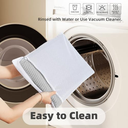TYUU Bathroom Rugs Non Slip Washable, Super Absorbent Thin Bath Mat Quick Dry Low Pile Bathroom Rug, Light Grey 20"x48"