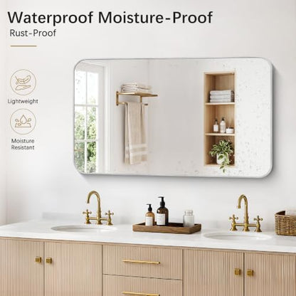 DESBING 50"x30" Bathroom Mirror for Over Sink, Silver Framed Wall Mirror