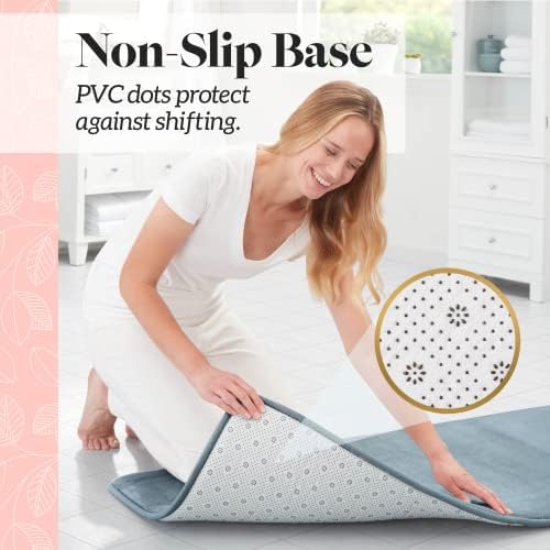 Memory Foam Bath Mat Non Slip Absorbent Super Cozy Velvet Bathroom Rug Carpet (22 inches X 42 inches, Smoke Blue)