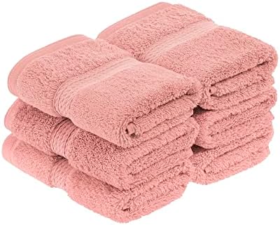 Superior Egyptian Cotton Plush & Absorbent, Face Towel Set of 6, Tea Rose