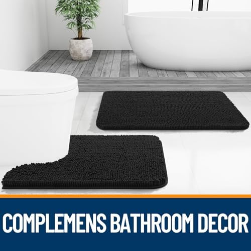 OLANLY Toilet Rugs U-Shaped 24x24, Soft Absorbent Chenille Contour Rugs