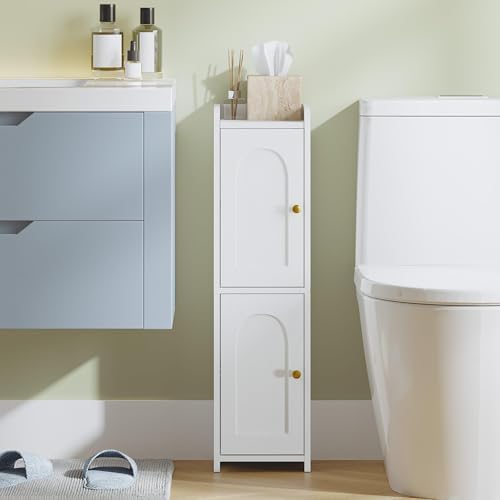 Hzuaneri Bathroom Storage Cabinet, Small Corner Floor Cabinet with 2 Doors