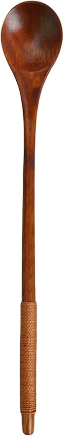 Brown Small Wooden Spoons, Small Soup Spoons Serving Spoons Wooden Teaspoon for Coffee Tea Jam Bath Salts Dessert Cake Ice Cream Antipasto Cappuccino, Cooking Utensils, Long Handle