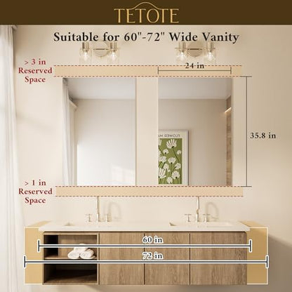 TETOTE 2 Packs Frameless Mirror 24" x 36" Bathroom Vanity Wall Mirror for Over Sink, Bedroom, Entryway, Hallway, Home Gym, Horizontal or Vertical