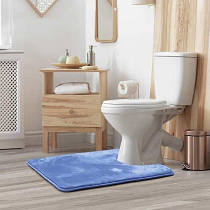Clara Clark Bathroom Rugs, Velvet Memory Foam Bath Mat, Non-Slip, Machine Washable Bath Rugs - Dries Quickly, Ultra Soft Plush Bath Mats for Bathroom, 20 x 24, Calm Blue