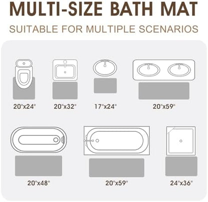 Memory Foam Bath Mat Set 3 Piece, Ultra Soft Absorbent Waffle Bathroom Rugs, Super Non-Slip PVC Backing Bath Rug Quick Dry, Machine Washable Rug for Tub, Shower, Home Decor Accessory, Light Gray