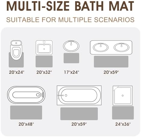 Memory Foam Bath Mat, Ultra Soft Absorbent Waffle Bathroom Rugs, Super Non-Slip PVC Backing Bath Rug Quick Dry, Machine Washable Rug for Tub, Shower, Home Decor Accessory, 24" x 17", Light Gray