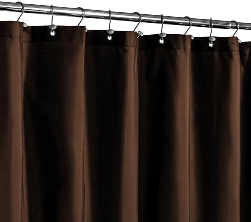 N&Y HOME Fabric Shower Curtain or Liner with Magnets, Brown