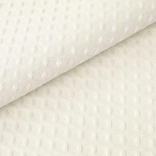RiverDream Heavyweight Waffle No Hook Shower Curtain with Liner,Cream,36x74