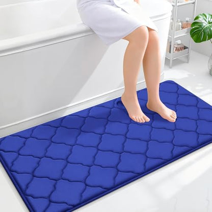 OLANLY Memory Foam Bath Mat Rug 47x24, Ultra Soft Bathroom Rugs, Royal Blue