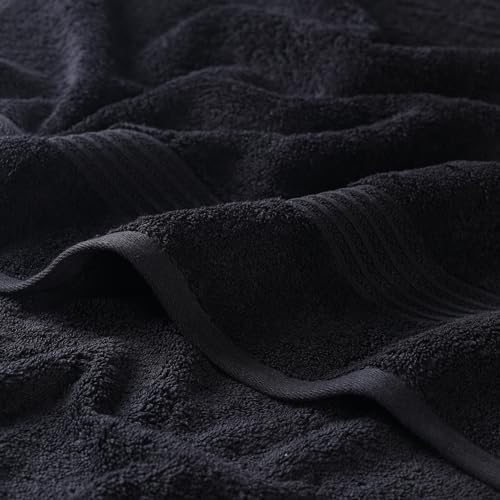 Superior Egyptian Cotton 8-Piece Towel Set, Assorted Towels for Home Bathroom, Guest Bath Decor Essentials, Includes 2 Bath, 4 Hand, 2 Face Towels/Washcloths, Quick Dry, Absorbent, Black