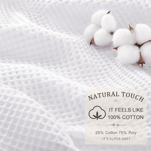Stall Waffle Weave Shower Curtain Heavyweight Cotton Fabric White 36Wx72L