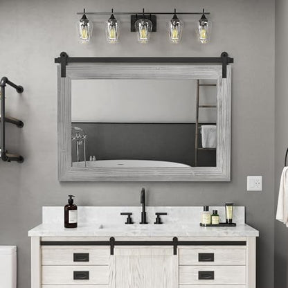 COGOOD Farmhouse Bathroom Mirrors for Over Sink - 30 x 41 Grey