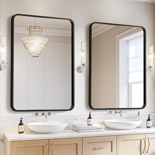 USHOWER 2-Pack Black Bathroom Mirrors Over Sink 22 x 30 Inch