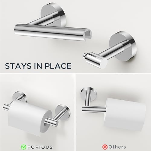 FORIOUS Bathroom Accessories, 4-Piece Bathroom Hardware Set - 24" Towel Bar