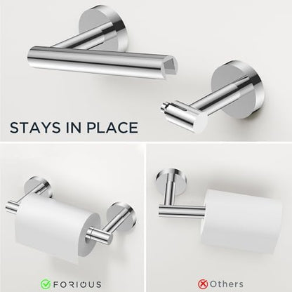 FORIOUS Bathroom Accessories, 4-Piece Bathroom Hardware Set - 24" Towel Bar