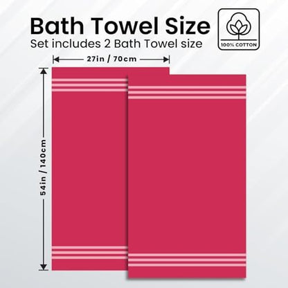 Infinitee Xclusives 100% Ring-Spun Cotton Bath Towels for Bathroom - Pack 2