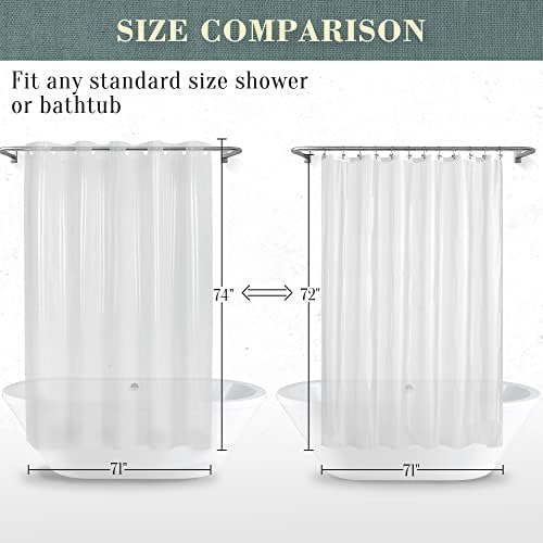 No Hook PEVA Shower Curtain or Liner, Standard Size 71 x 74, Clear