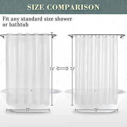 No Hook PEVA Shower Curtain or Liner, Standard Size 71 x 74, Clear