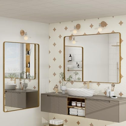 40x30 Inch Gold Bathroom Vanity Mirror
