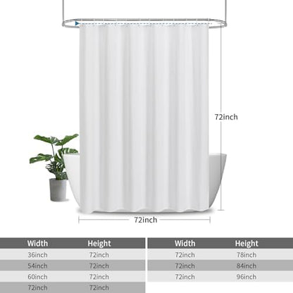 Waterproof Fabric Shower Curtain,No Liner Needed,72x72,White