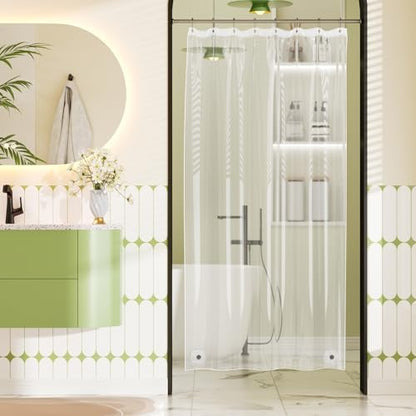 Bathway Shower Stall Curtain Liner Clear Shower Curtain Liner 48x72 Plastic Shower Liner PEVA Waterproof Shower Curtain Liner with 2 Magnets and 8 Rustproof Grommet Holes Lightweight