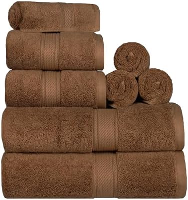 SUPERIOR Egyptian Cotton Ultra Plush & Absorbent, 8 Piece Set, Chocolate