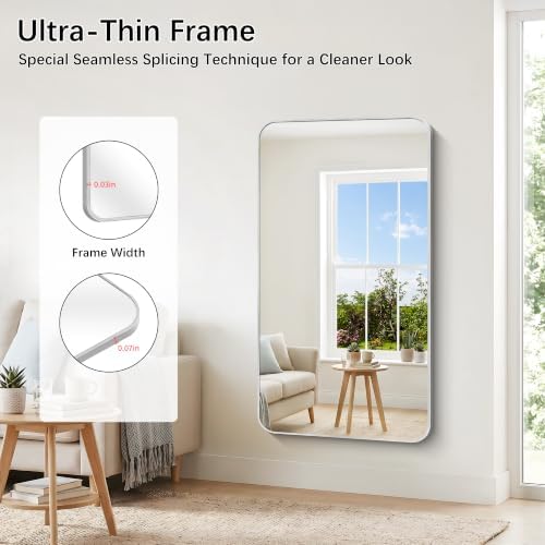 DESBING 55"x30" Bathroom Mirror for Over Sink, Silver Framed Wall Mirror