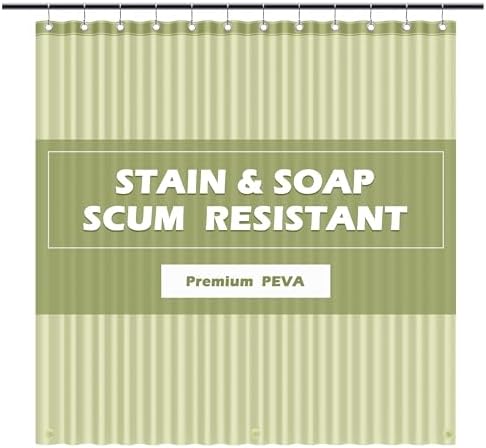 EHZNZIE Sage Shower Curtain Liner 72x72, PEVA Waterproof Bath Curtain, No Chemical Smell, 3 Weighted Magnets, Durable with Rustproof Metal Grommets
