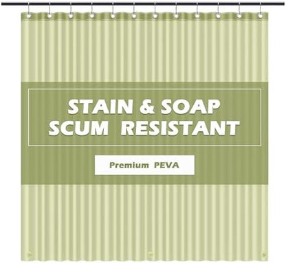 EHZNZIE Sage Shower Curtain Liner 72x72, PEVA Waterproof Bath Curtain, No Chemical Smell, 3 Weighted Magnets, Durable with Rustproof Metal Grommets