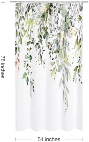 Gibelle Sage Green Eucalyptus Shower Curtain, Floral Print, 54x78