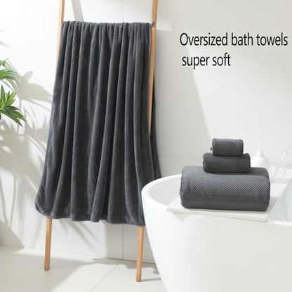 YTYC 39x78 Bath Sheets,Towels for Bathroom,Charcoal Grey,2-Pieces