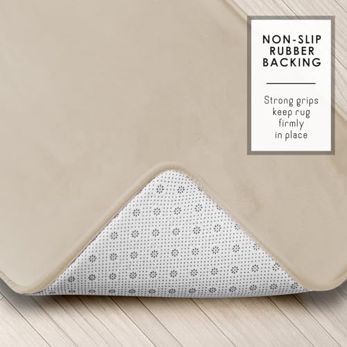 Clara Clark 2 Piece Bathroom Rugs, Velvet Memory Foam Bath Mat Set, Non-Slip Bath Rugs, Machine Wash, Dries Quickly, Ultra Soft Plush Bath Mats for Bathroom, 20 x 32 + Contour, Linen
