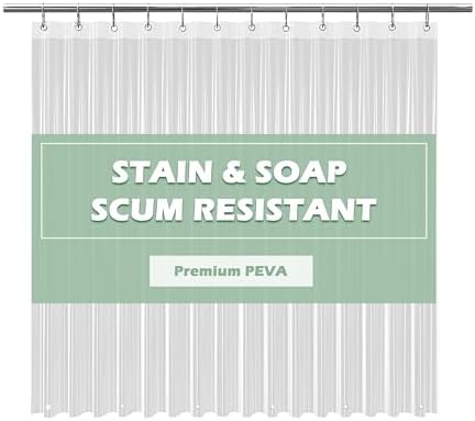 EHZNZIE Crystal Clear Shower Curtain Liner 54x72, PEVA Waterproof Bath Curtain, No Chemical Smell, Weighted Magnets, Durable with 9 Rustproof Metal Grommets