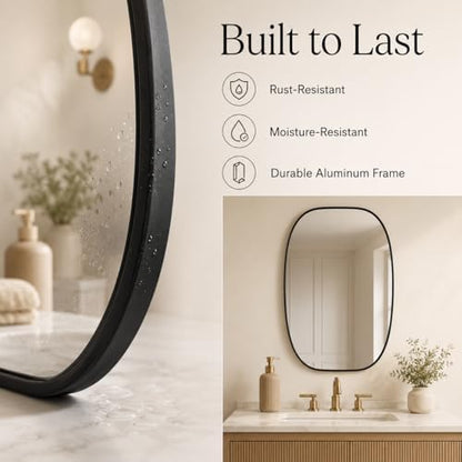 USHOWER Black Oval Bathroom Mirrors 24x36 Inch