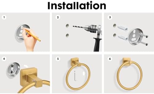 5 Piece Bathroom Hardware Accessories Set Brushed Gold,24 Inch Towel Bar Set,Towel Rack Set,Bathroom Towel Holder Set