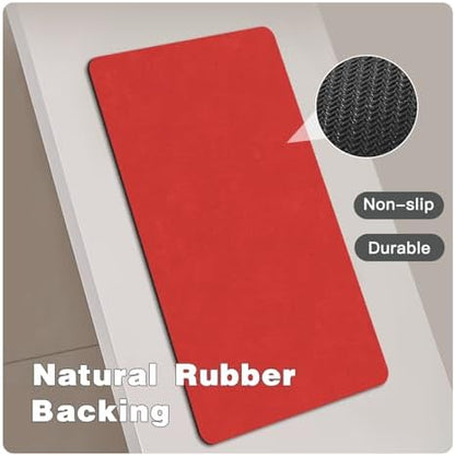 TYUU Thin Toilet Rug, Christmas Bathroom Rugs Non Slip, 20x24 U Shape Red