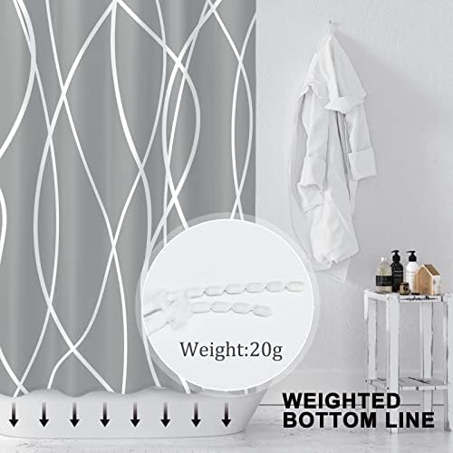 Striped Shower Curtain for Bathroom, Charcoal Grey, 72" W x 72" L