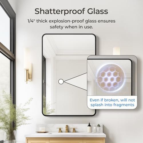 USHOWER Black Bathroom Mirrors for Over Sink 24 x 36 Inch
