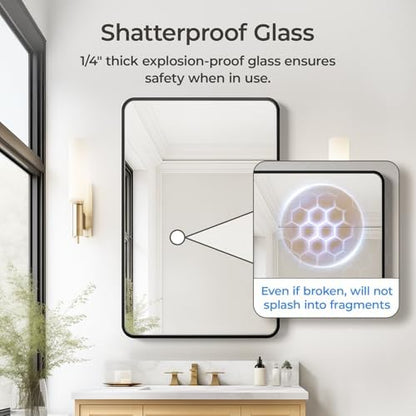 USHOWER Black Bathroom Mirrors for Over Sink 24 x 36 Inch
