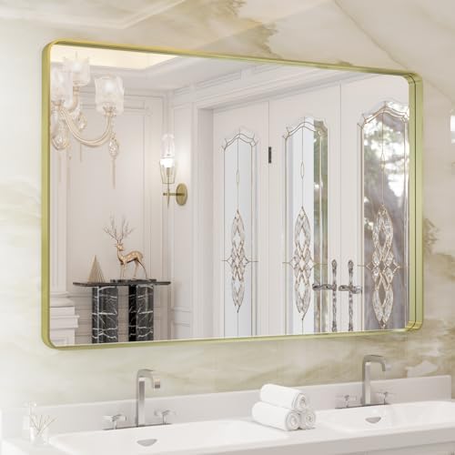WEER Gold Bathroom Vanity Mirror 48X32 Inch