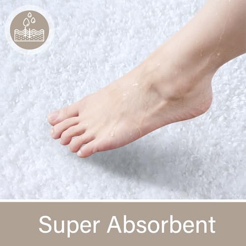 LOCHAS Bathroom Rug Runner 24x84 Inch, Bath Rugs Non Slip, White