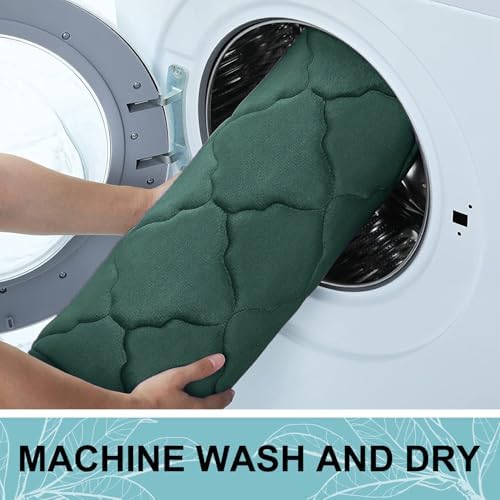 OLANLY Memory Foam Toilet Rugs U-Shaped 24x20, Soft Bath Mat, Dark Green