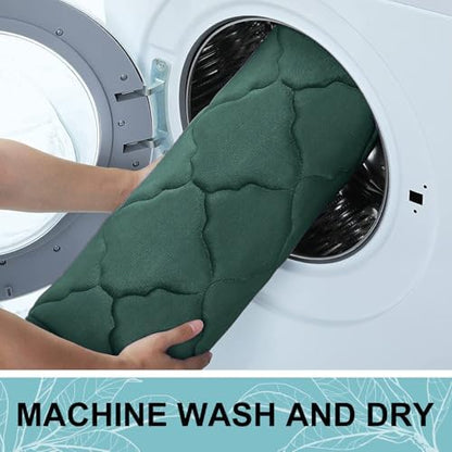 OLANLY Memory Foam Toilet Rugs U-Shaped 24x20, Soft Bath Mat, Dark Green